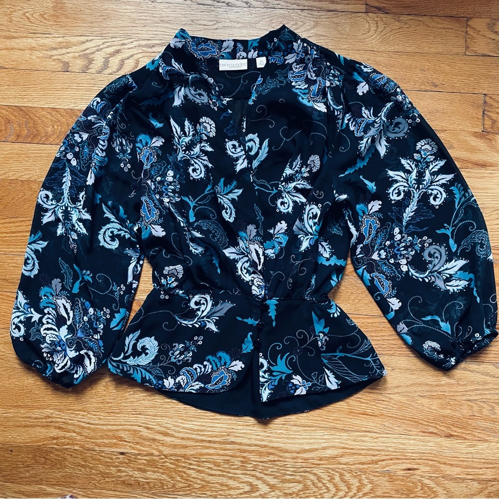 Eva Mendes for NY & Company sheer peplum blouse XS